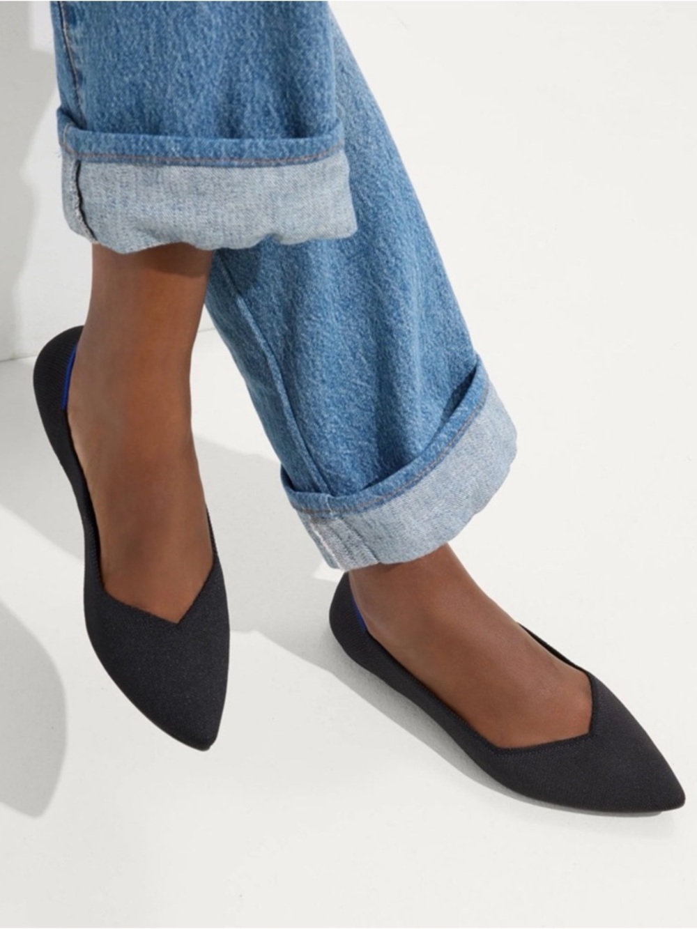 Authentic Rothy's The Point Flats Pointed Toe Flat Shoes black Women's Sz 6.5US - Picture 2 of 12